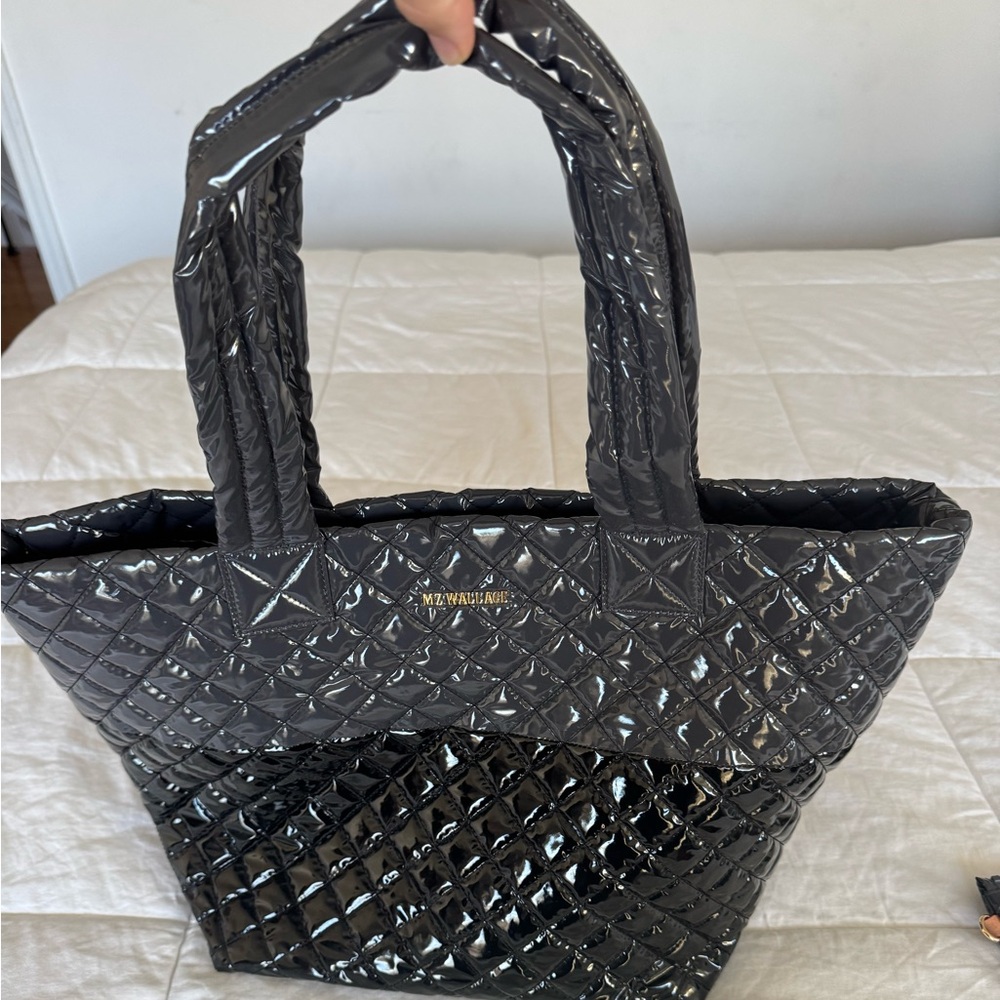 MZ Wallace medium tote black and grey laquer